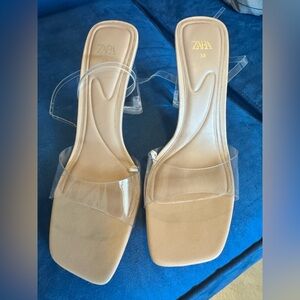 EUC Zara Clear Vinyl Heels Sz 38